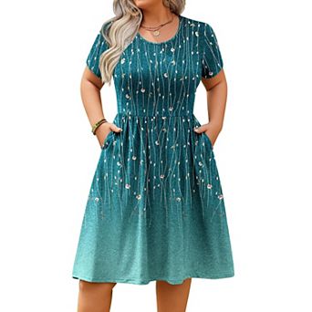 Zeagoo Women's Summer Casual Short Sleeve Mini Dress Empire Waist T-Shirt Dress with Pockets