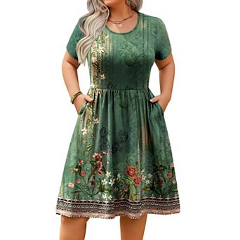 Zeagoo Women's Summer Casual Short Sleeve Mini Dress Empire Waist T-Shirt Dress with Pockets