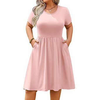 Zeagoo Women's Summer Casual Short Sleeve Mini Dress Empire Waist T-Shirt Dress with Pockets