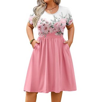 Zeagoo Women's Summer Casual Short Sleeve Mini Dress Empire Waist T-Shirt Dress with Pockets