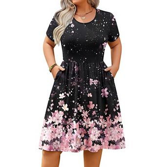 Zeagoo Women's Summer Casual Short Sleeve Mini Dress Empire Waist T-Shirt Dress with Pockets