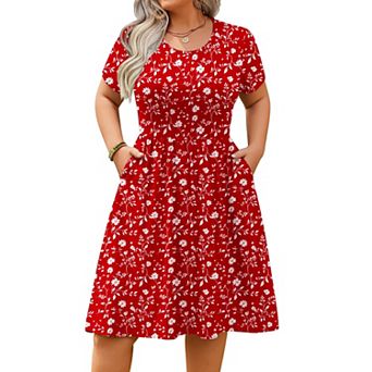 Zeagoo Women's Summer Casual Short Sleeve Mini Dress Empire Waist T-Shirt Dress with Pockets