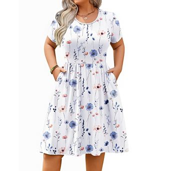 Zeagoo Women's Summer Casual Short Sleeve Mini Dress Empire Waist T-Shirt Dress with Pockets