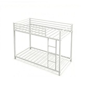 Gymax Low Metal Bunk Bed with Ladder Guardrails for Teens Adults​