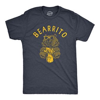 Mens Bearrito T Shirt Funny Sarcastic Bear Burrito Mexican Food Tee for Guys