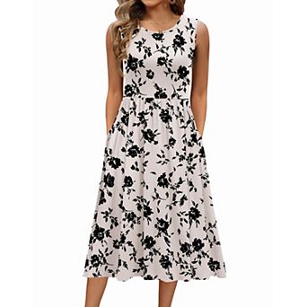 Zeagoo Women's Sleeveless Round Neck Midi Tshirt Dress Casual Loose Fit A Line Shift Sundress