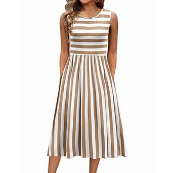 Zeagoo Women's Sleeveless Round Neck Midi Tshirt Dress Casual Loose Fit A Line Shift Sundress