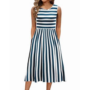 Zeagoo Women's Sleeveless Round Neck Midi Tshirt Dress Casual Loose Fit A Line Shift Sundress