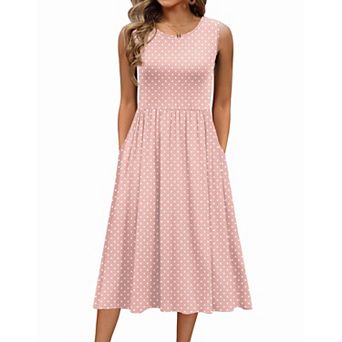 Zeagoo Women's Sleeveless Round Neck Midi Tshirt Dress Casual Loose Fit A Line Shift Sundress