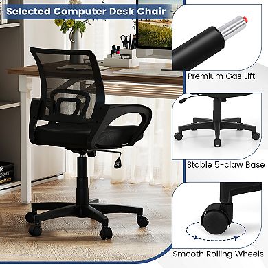 Gymax Mesh Office Chair Ergonomic Computer Desk Chair w/Lumbar Support Armrests Black