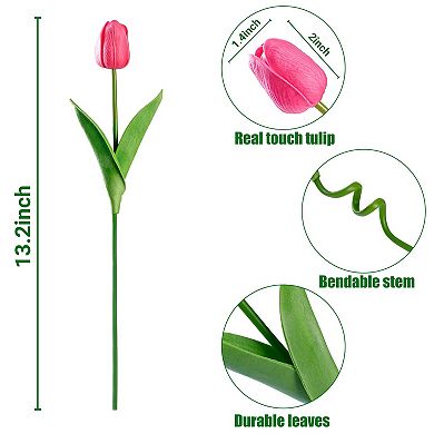 Artificial Tulip Flowers Real Touch Pu Faux Stems Wedding Bouquet Decor
