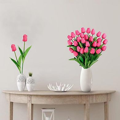 Artificial Tulip Flowers Real Touch Pu Faux Stems Wedding Bouquet Decor