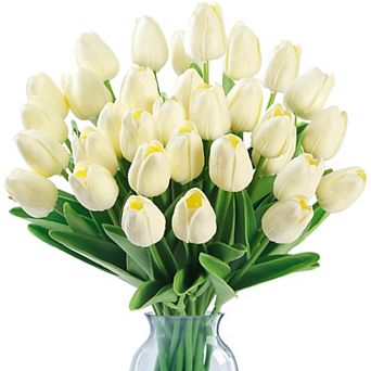 Artificial Tulip Flowers Real Touch Pu Faux Stems Wedding Bouquet Decor