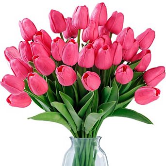 Artificial Tulip Flowers Real Touch Pu Faux Stems Wedding Bouquet Decor