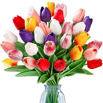 Artificial Tulip Flowers Real Touch Pu Faux Stems Wedding Bouquet Decor