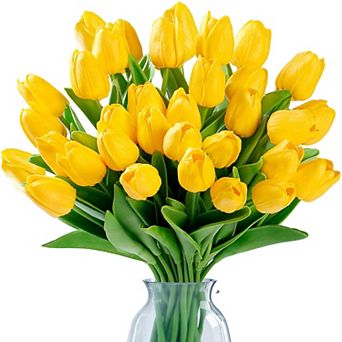 Artificial Tulip Flowers Real Touch Pu Faux Stems Wedding Bouquet Decor
