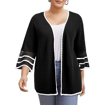 Women Plus Size Clothing Lightweight Knit Short Sleeve Shawl Wraps Oversized Beach Cardigan