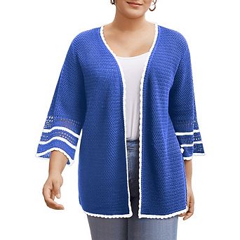 Women Plus Size Clothing Lightweight Knit Short Sleeve Shawl Wraps Oversized Beach Cardigan