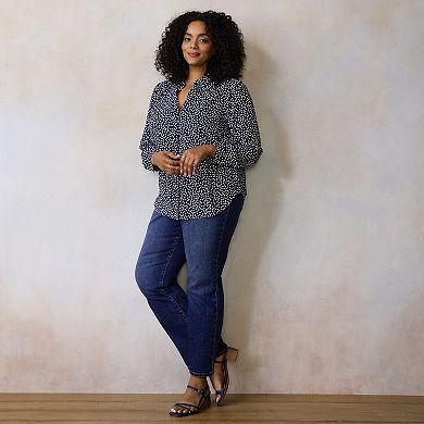 Plus Size LC Lauren Conrad Long Sleeve Collared Blouse
