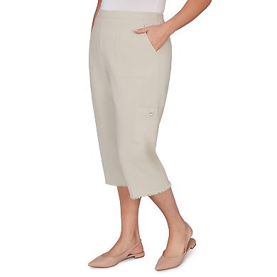 Plus Size Alfred Dunner Fringe Denim Patch Pocket Capri Pants