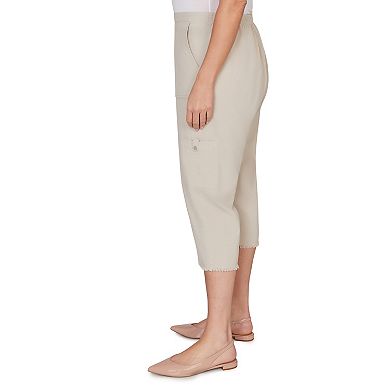 Plus Size Alfred Dunner Fringe Denim Patch Pocket Capri Pants