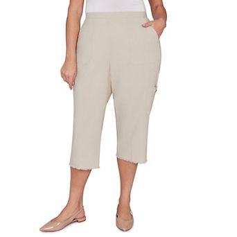 Plus Size Alfred Dunner Fringe Denim Patch Pocket Capri Pants