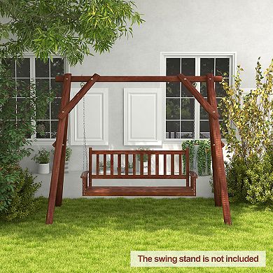 Gymax 5FT Wooden 3-Person Porch Swing Chair w/ Adjustable Galvanized Metal Chains