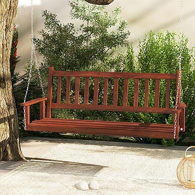 Gymax 5FT Wooden 3-Person Porch Swing Chair w/ Adjustable Galvanized Metal Chains