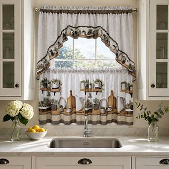 Achim Jade Printed Tier & Swag Window Curtain Set