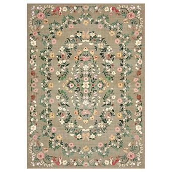 Boho Area Rugs, Washable Soft Floral Print Carpet Non Slip Low Pile Flower Botanical Rug