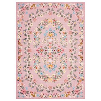 Boho Area Rugs, Washable Soft Floral Print Carpet Non Slip Low Pile Flower Botanical Rug