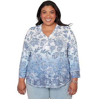 Plus Size Alfred Dunner Floral Henley Top