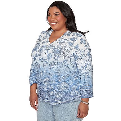 Plus Size Alfred Dunner Floral Henley Top