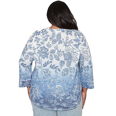 Plus Size Alfred Dunner Floral Henley Top