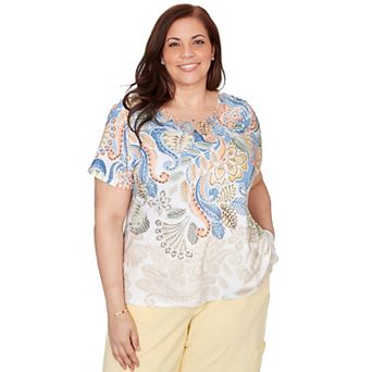 Plus Size Alfred Dunner Ombre Paisley Short Sleeve Top