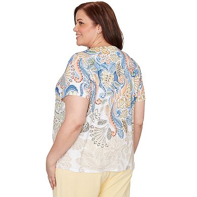 Plus Size Alfred Dunner Ombre Paisley Short Sleeve Top