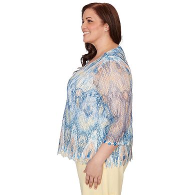 Plus Size Alfred Dunner Dramatic Ikat Scallop Trim Top