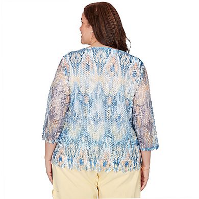 Plus Size Alfred Dunner Dramatic Ikat Scallop Trim Top
