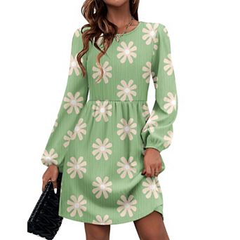 Zeagoo Women's Long Sleeve Knitted Sweater Dress Loose A Line Knee Length Dress with Pockets