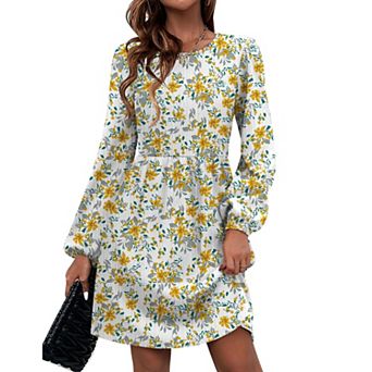 Zeagoo Women's Long Sleeve Knitted Sweater Dress Loose A Line Knee Length Dress with Pockets