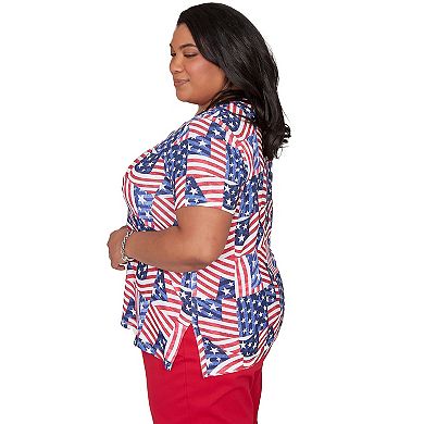 Plus Size Alfred Dunner American Flag Patchwork Graphic Tee