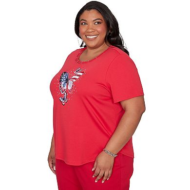 Plus Size Alfred Dunner Sparkling Americana Butterfly Graphic Tee