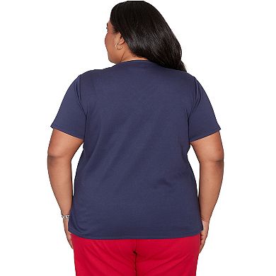 Plus Size Alfred Dunner Statue of Liberty Fireworks Graphic Tee