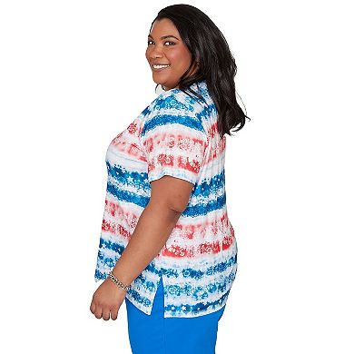 Plus Size Alfred Dunner Americana Tie Dye Stripes Graphic Tee