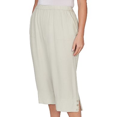 Plus Size Alfred Dunner Relaxed Elastic Waist Front Pockets Capri Pants
