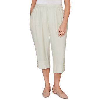 Plus Size Alfred Dunner Relaxed Elastic Waist Front Pockets Capri Pants