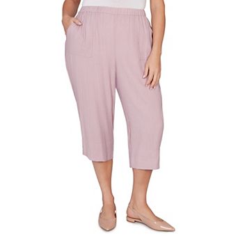 Plus Size Alfred Dunner Relaxed Elastic Waist Front Pockets Capri Pants
