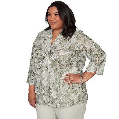 Plus Size Alfred Dunner Floral Button Front Top