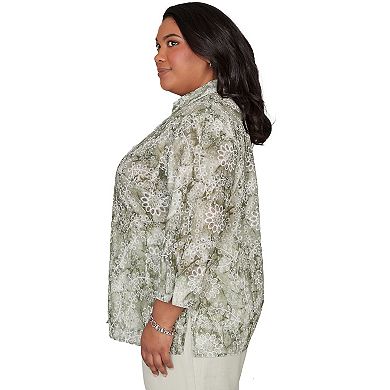 Plus Size Alfred Dunner Floral Button Front Top