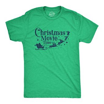 Mens Christmas Movie Time T Shirt Funny Holiday Tradition Santa Claus Graphic Novelty Tee